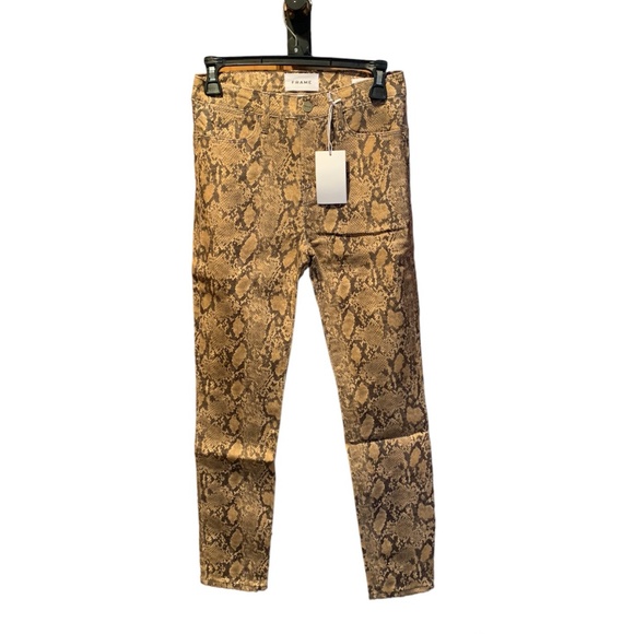 Frame Le High Skinny Crop in Coated Python size 25 NWT - Picture 1 of 8